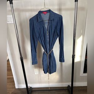 Guess Blue Denim Dress with Chain Belt